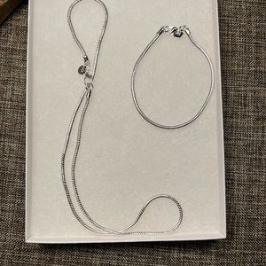 2002-AMT Two Piece Jewelry Set 925 Charm Stamped Necklace & Bracelet